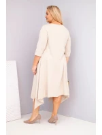 Dámská bavlněná sukni Plus Size s asymetrickým lemem béžová