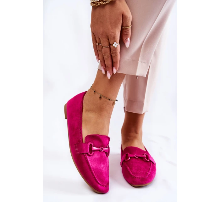 Semišové mokasíny se zdobením Fuchsiové model 21596222 - Boto