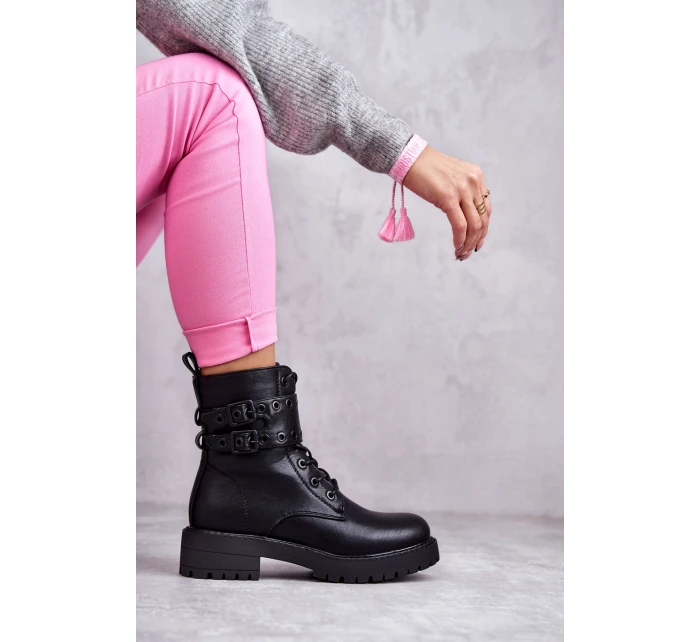 Dámské teplé kožené kozačky černe model 21598122 - Boto