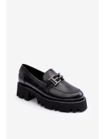 Dámské kůže polobotky s ozdobou černá model 21633020 - Laura Messi Dámské kůže polobotky s ozdobou černá model 21633020 - Laura Messi