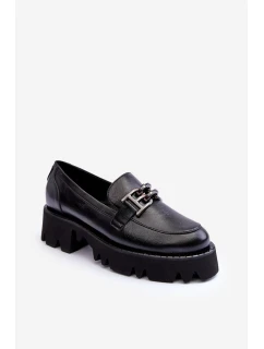 Dámské kůže polobotky s ozdobou černá model 21633020 - Laura Messi