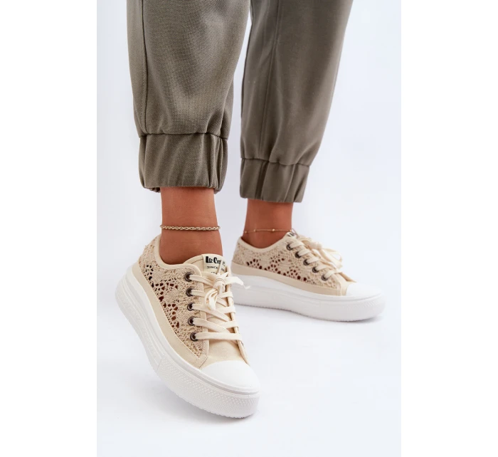 Dámské krajkové tenisky model 21655690 Beige - Lee Cooper