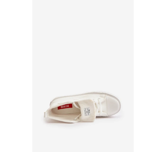 Dámské Zateplené Tenisky Z Eko Kůže Big Star OO274788 Bílé Dámské Zateplené Tenisky Z Eko Kůže Big Star OO274788 Bílé