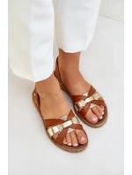 model 21684117 Dámské kožené sandály hnědé - Zazoo
