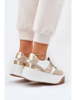 Dámské tenisky na masivní platformě se zvířecím vzorem béžovo-zlaté Telanila