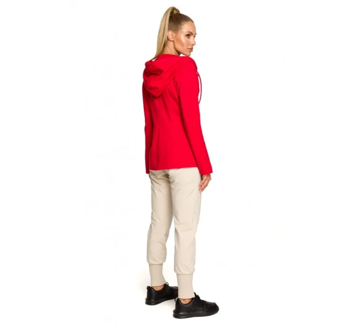 M691 Blejzr s kapucí a jedním knoflíkem - červený