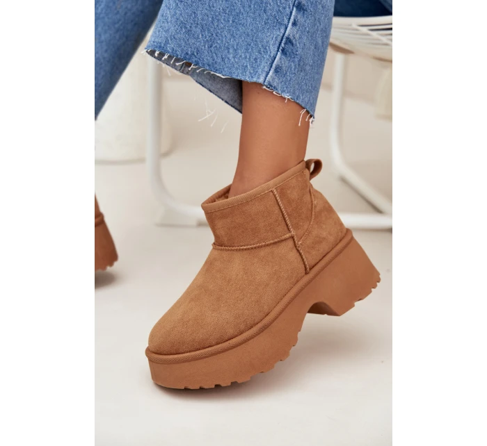 Dámské nízké sněhule Mavelle s kožíškem – camel Dámské nízké sněhule Mavelle s kožíškem – camel