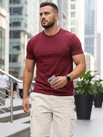 Pánské bavlněné basic tričko bordó FashionStreet RX5677