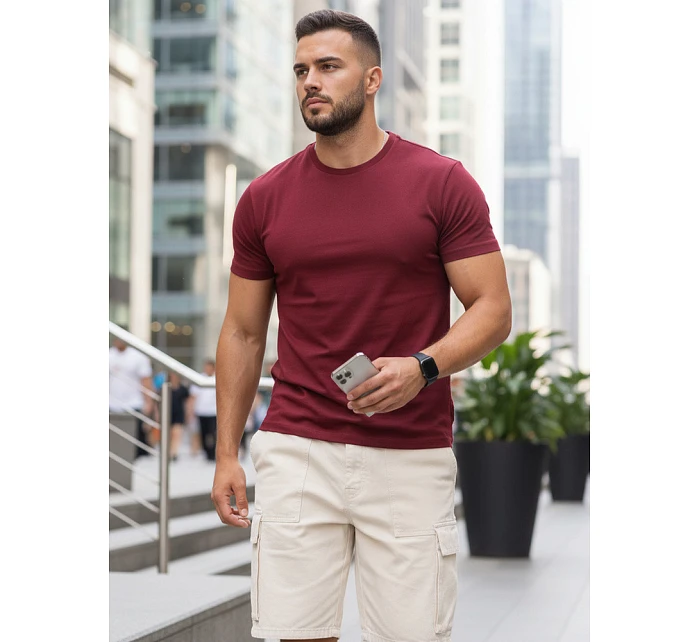 Pánské klasické vínové tričko FashionStreet RX5677