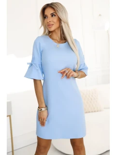 Trapézové šaty s vázáním na rukávech model 20947010 - numoco