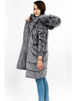 Šedá dámská manšestrová zimní bunda s kapucí model 21773185 - Libland Šedá dámská manšestrová zimní bunda s kapucí model 21773185 - Libland