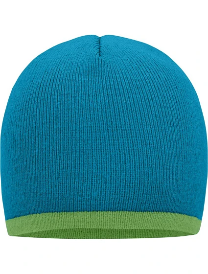Daiber MB 7584 Pletená čepice s kontrastním lemem 03.7584 turquoise/lime green Daiber MB 7584 Pletená čepice s kontrastním lemem 03.7584 turquoise/lime green