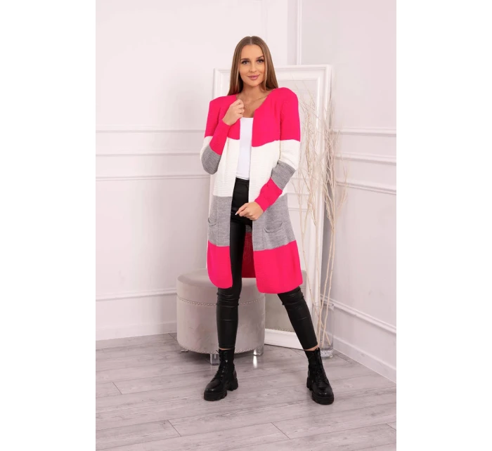 Pruhovaný svetr malinová + růžová Pruhovaný svetr malinová + růžová