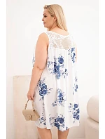Dámské šaty Plus Size z viskózy s květinovým vzorem a krajkovým vrškem bílá Dámské šaty Plus Size z viskózy s květinovým vzorem a krajkovým vrškem bílá