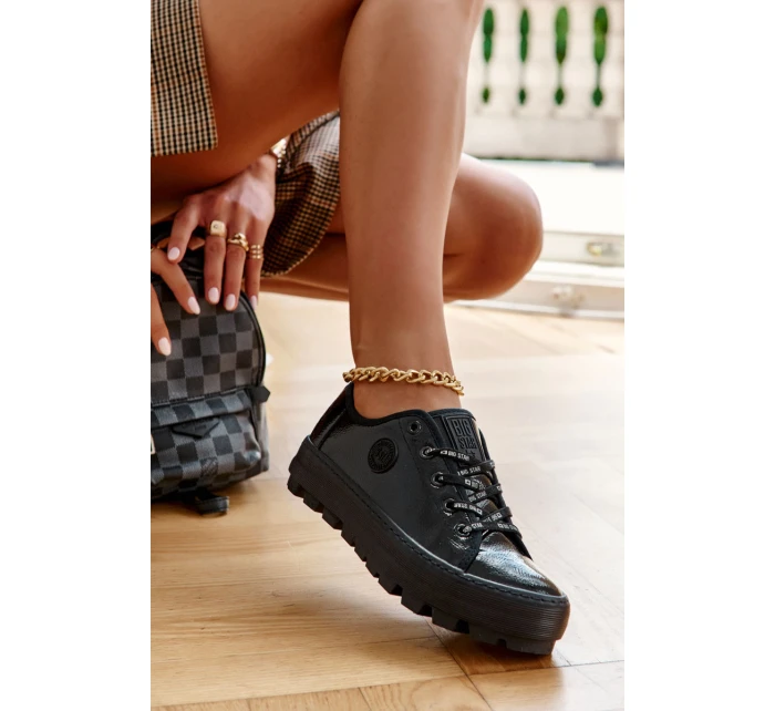 Módní lakované tenisky Big Star KK274044 Černá Módní lakované tenisky Big Star KK274044 Černá