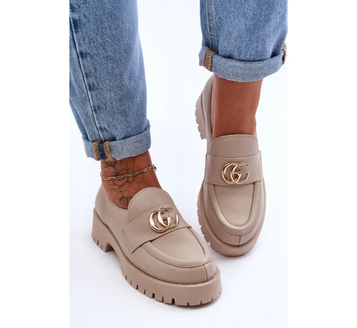 Dámské kůže polobotky s ozdobou Bežové Rosefalls