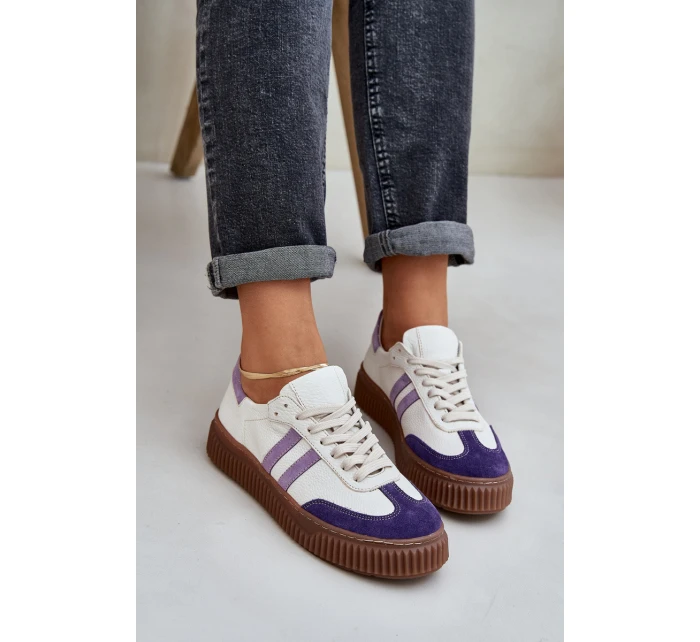 Zazoo N1068 Kožené Nízké Sneakersy Dámské Na Platformě Bílé Zazoo N1068 Kožené Nízké Sneakersy Dámské Na Platformě Bílé