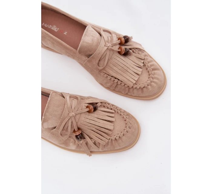 Dámské mokasíny s třásněmi a korálky Béžové Teressa Dámské mokasíny s třásněmi a korálky Béžové Teressa