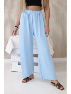 Dámské široké kalhoty 29400 Světle modrá - K-Fashion