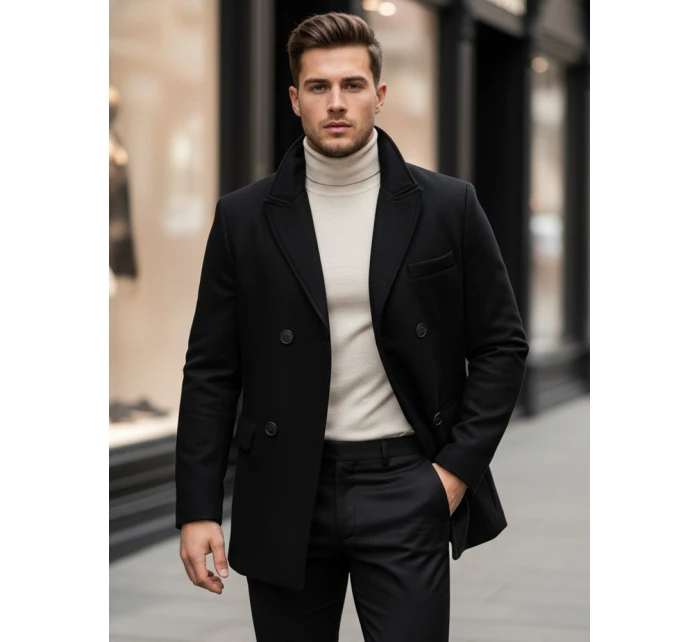 Pánský černý kabát model 21963884 - Dstreet