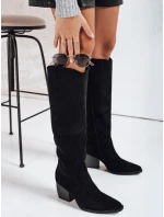 Dámské semišové kozačky na podpatku černé FashionStreet ZY1197