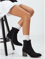 Dámské semišové kozačky na podpatku černé FashionStreet ZY1221