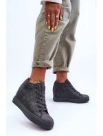 Dámské Kožené Tenisky Na Koturnu Big Star MM274005 Šedé Dámské Kožené Tenisky Na Koturnu Big Star MM274005 Šedé