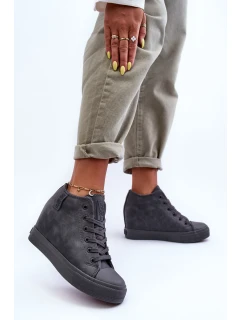 Dámské Kožené Tenisky Na Koturnu Big Star MM274005 Šedé