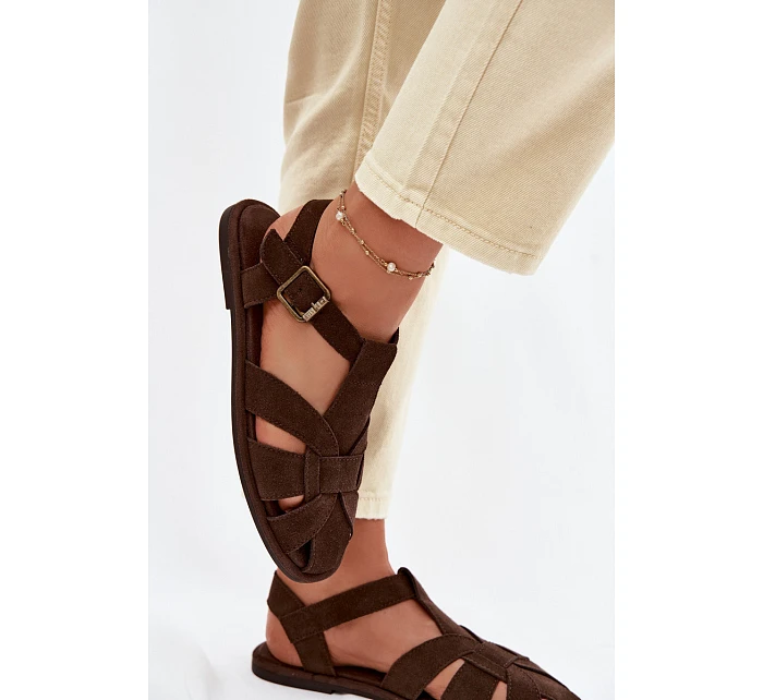 Dámské Sandály Ploché z Semiše Big Star Čokoládové model 22064182 - Big Star Shoes Dámské Sandály Ploché z Semiše Big Star Čokoládové model 22064182 - Big Star Shoes