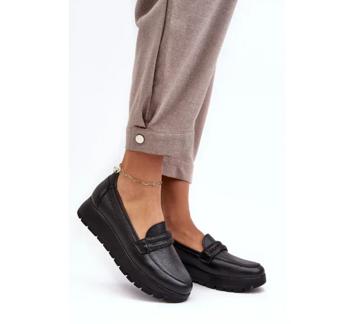 Kožené Boty na platformě s ozdobou, černá Lemar Lehira