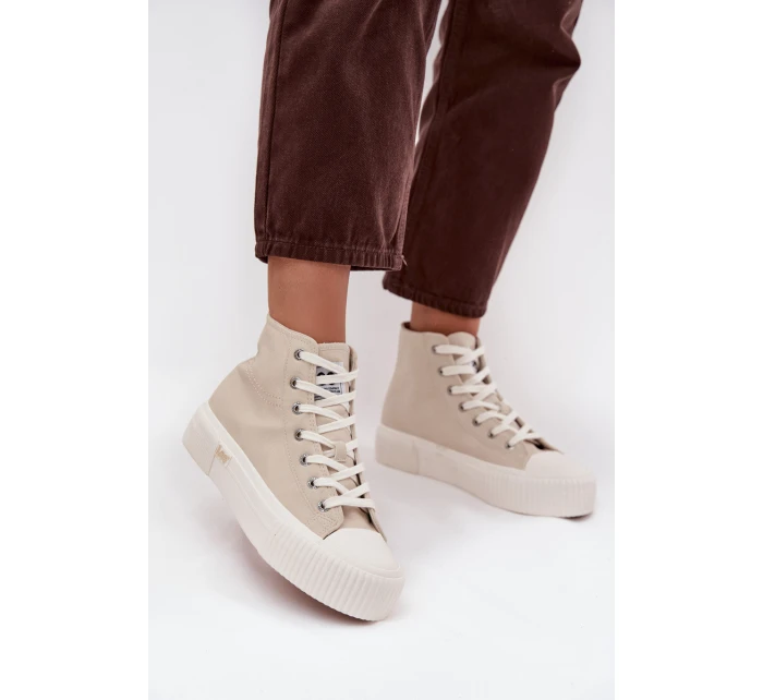 Dámské trampky na platformě LEE ISLA C WOMEN LOW – béžové