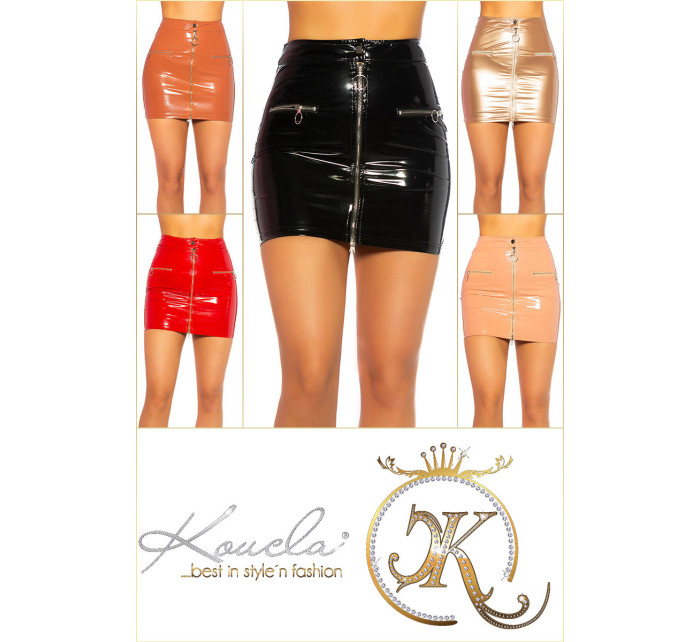 Sexy KouCla Leatherlook Mini Skirt With Zip