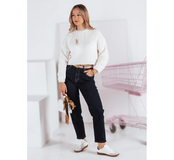 Dámské džínové kalhoty mom fit STRAIGHTY tmavě modré FashionStreet UY2390