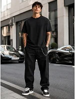 Pánské bavlněné tričko oversize černé FashionStreet RX5682