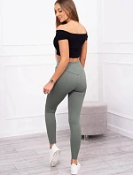 Žebrované legíny tmavě mátové