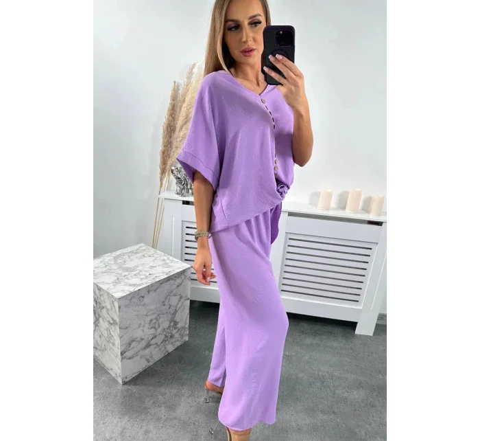 Souprava halenky a kalhot světle fialová