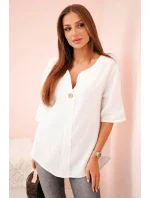 Dámská mušelínová košile s knoflíkem bílý