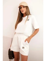 Dámská punto souprava s krátkým rukávem a model 21176902 šortkami ecru - K-Fashion Dámská punto souprava s krátkým rukávem a model 21176902 šortkami ecru - K-Fashion