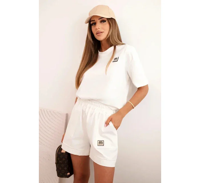 Dámská punto souprava s krátkým rukávem a model 21176902 šortkami ecru - K-Fashion Dámská punto souprava s krátkým rukávem a model 21176902 šortkami ecru - K-Fashion