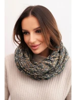 Dámský vlněný melírovaný silný zimní šál KN24 jeansový+khaki