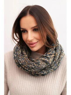 Dámský vlněný melírovaný silný zimní šál KN24 jeansový+khaki