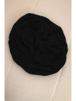 Dámská zimní čepice z vlny s ozdobným pletením a kamínky model 21878091 černá - K-Fashion