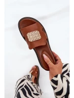 Dámské Pantofle Na Klínu Eko Kůže S Ozdobou Hnědé model 21686804 - Boto Dámské Pantofle Na Klínu Eko Kůže S Ozdobou Hnědé model 21686804 - Boto