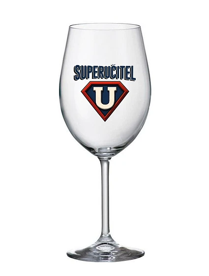 SUPERUČITEL (ZNAK) - čirá sklenice na víno 350 ml