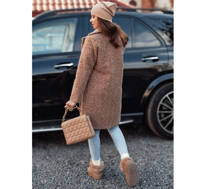 Dámský kabát z jehněčí kůže MOODLAY dlouhý béžový FashionStreet NY0726