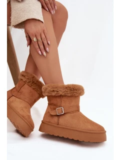 sněhule na platformě s přezkou a kožešinou Camel model 21821884 - Boto