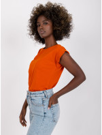 Jednoduché, tmavě oranžové dámské tričko