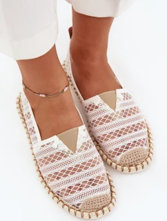 Dámské krajkové espadrilky se síťkou – bílé
