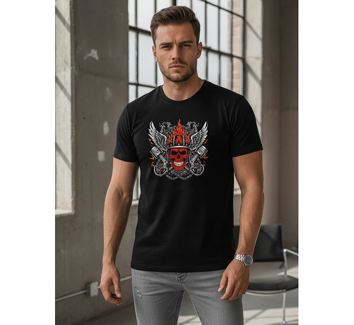 Pánské tričko s potiskem ohnivé lebky NX058R Pánské tričko s potiskem ohnivé lebky NX058R