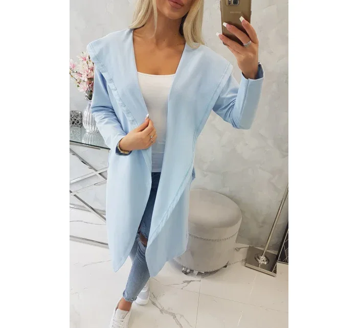 Dlouhý kabát s kapucí modrý